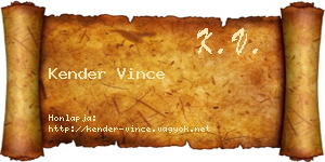 Kender Vince névjegykártya