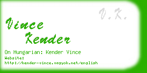 vince kender business card